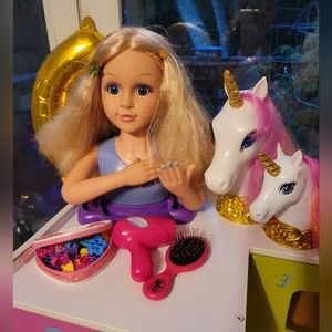❤️Barbie, Barbie Unicorn Hair Dresser Set💙